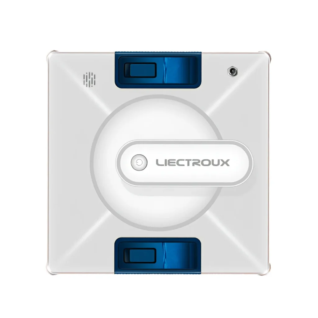Robot limpiacristales Liectroux YW509 blanco visto de frente sobre fondo blanco