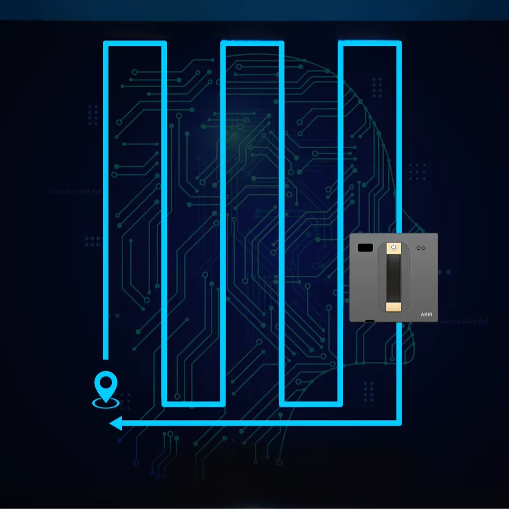 Schéma du parcours de nettoyage intelligent d’un robot limpiacristales