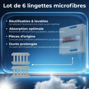 Pack de 6 bayetas de microfibra pour robot limpiacristales Liectroux S11