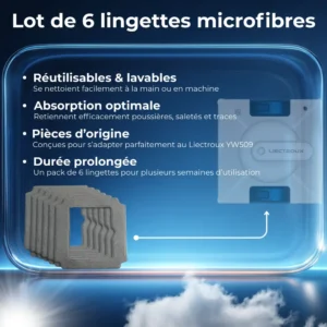 Pack de 6 bayetas de microfibra pour robot limpiacristales Liectroux YW509