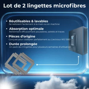 Pack de 2 bayetas de microfibra de remplacement pour robot limpiacristales Liectroux WS1080