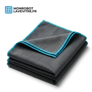 Chiffon finition pro microfibre fibre de carbone pour robot limpiacristales, gris anthracite avec bordure turquoise