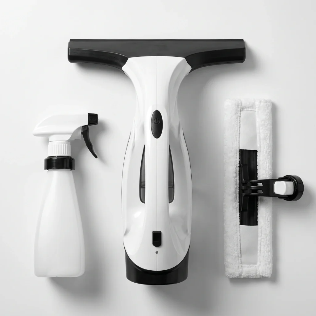 Kit Vitronet: limpiacristales eléctrico sin cable, pulverizador de 300 ml y paño de microfibra