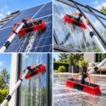 SolarClean 9M sobre panel solar, cristal, cristalera y terraza